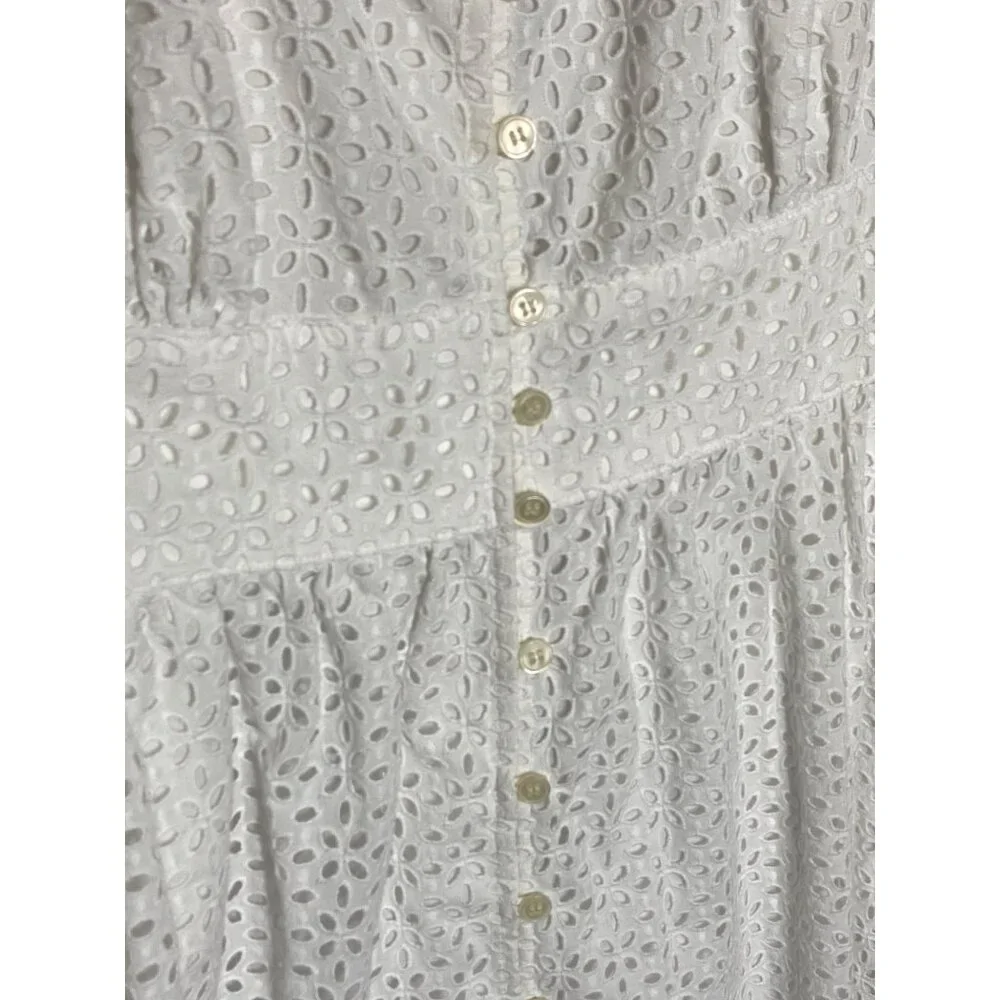 NWT J.Crew Button-Front Sleeveless Midi Dress White Cotton Summer Eyelet-sz 10 P
